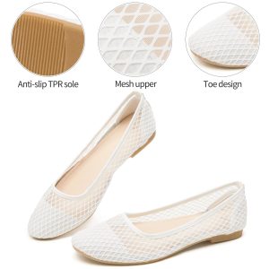 Women's Flats Shoes Ballet Flats Womens Knit Mesh Washable Dress Shoes Comfortable Slip on Loafers for Women Breathable Business