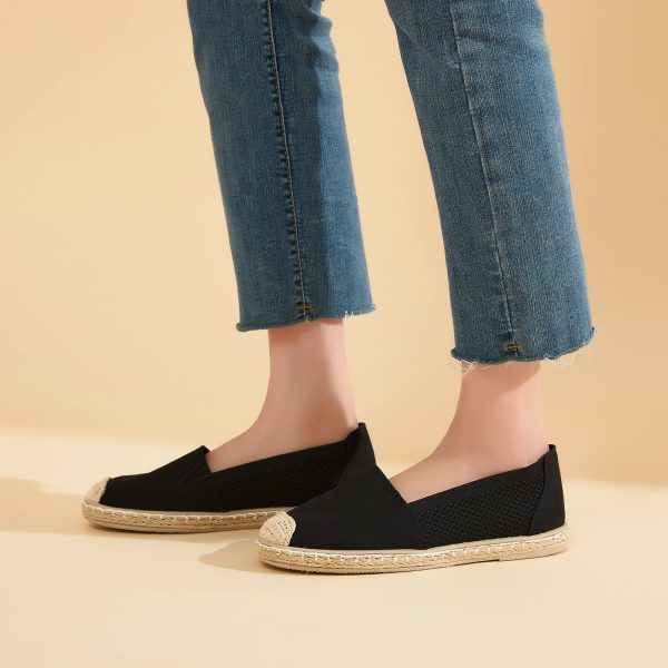 Women's Flats Shoes,Breathable Black Espadrilles Flats,Black and White Slip on Shoes(Lightweight and Soft)