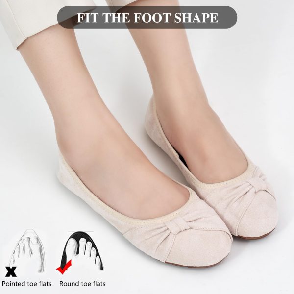Womens Flats Shoes Dressy: Round Toe Bowknot Suede Foldable Comfortable Casual Slip On Ballet Loafers