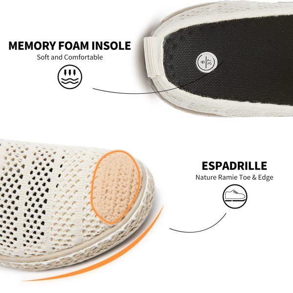 Women's Breathable Mesh Flats Shoes, Soft Loafers Flats, White Slip on Shoes Loafer