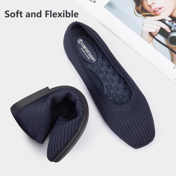 Women's Flats Square Toe Flats Comfortable Slip on Washable Ballet Flats Shoes for Women Dressy Work