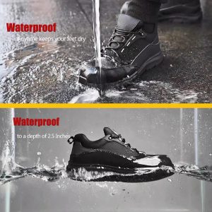 Waterproof Steel Toe Shoes for Men Comfy Lightweight Non Slip Safety Work Sneakers 6-Month Warranty