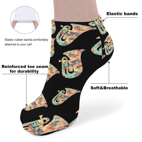 Tuba Instruments Music ArtTuba Instruments Music Art 5 Pairs Ankle Socks Low-Cut Non Slip Athletic Running Flat Sock for Men And