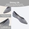 Women's Flats Comfortable Pointed Rhinestone Ballet Flats Soft Memory Foam Insole for Women Sparkle Elegant Dress Shoes
