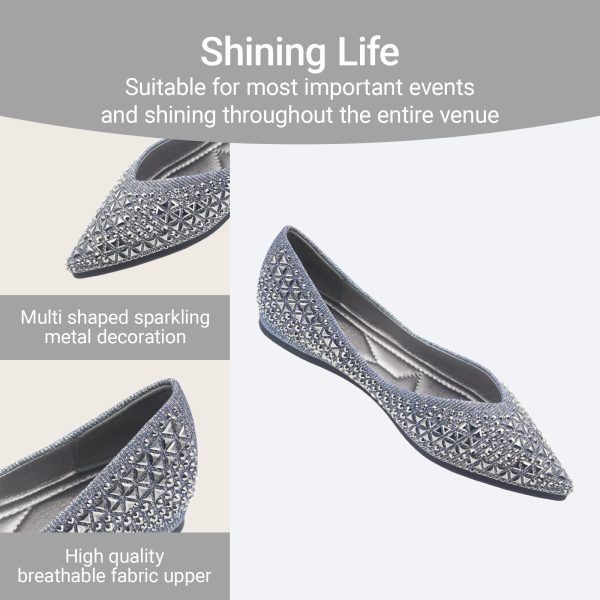Women's Flats Comfortable Pointed Rhinestone Ballet Flats Soft Memory Foam Insole for Women Sparkle Elegant Dress Shoes