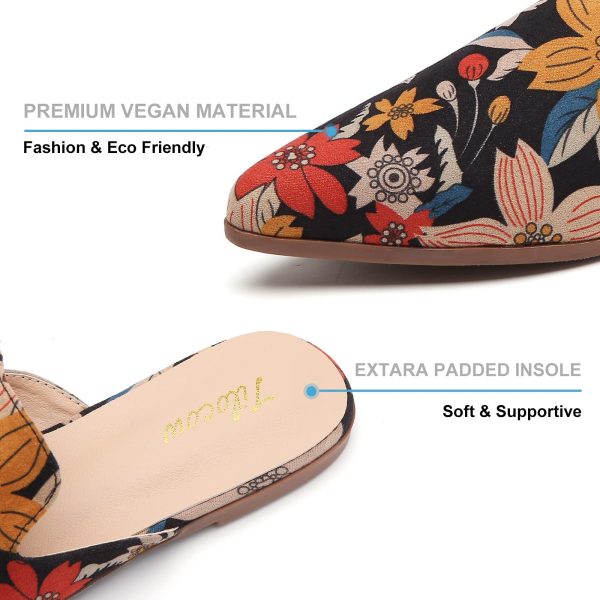 Mules for Woman Comfortable Pointed Toe Backless Loafers Flat Mule Business Casual Shoes Slides Slip on
