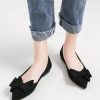 Bowknot Ballet Flats Womens Pointy Toe Casual Flat Shoes Suede Dress Shoes Wear to Work Slip On Moccasins