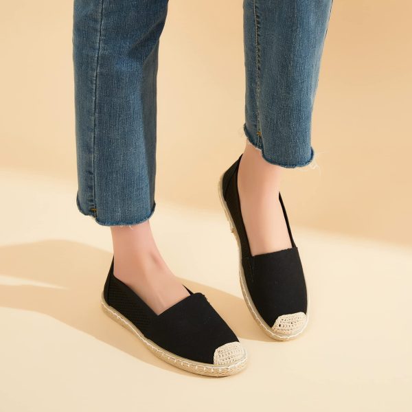 Women's Flats Shoes,Breathable Black Espadrilles Flats,Black and White Slip on Shoes(Lightweight and Soft)