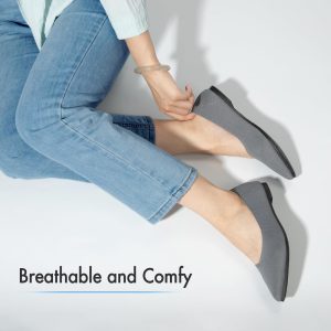 Pointed Toe Flats for Women Dressy Bronze Work Shoes Business Casul Knit Ballet Flats Slip on Office Ladies Comforttable Dress