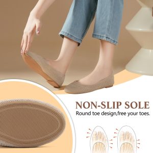 Women's Ballet Flats Shoes Beige Comfortable Casual Dressy Mesh Shoes Slip On Ballerina Office Walking
