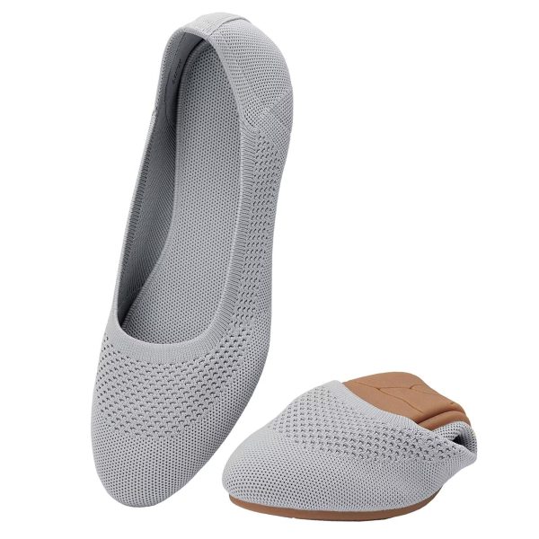 Women’s Ballet Flat Shoes Round Toe Knit Slip On Ballerina Walking Flats Dress Shoes for Women