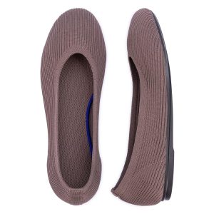 Women's Ballet Flats Round Toe Walking Flats Slip On Work Shoes Knitted Flats Shoes for Woman Soft Lightweight