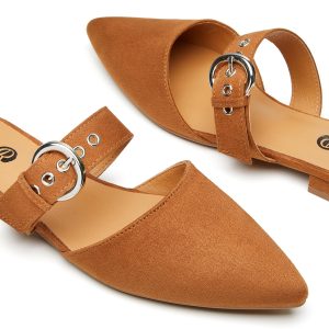 Mules for Women Adjustable Strap Pointed Toe Backless Loafer Shoes…
