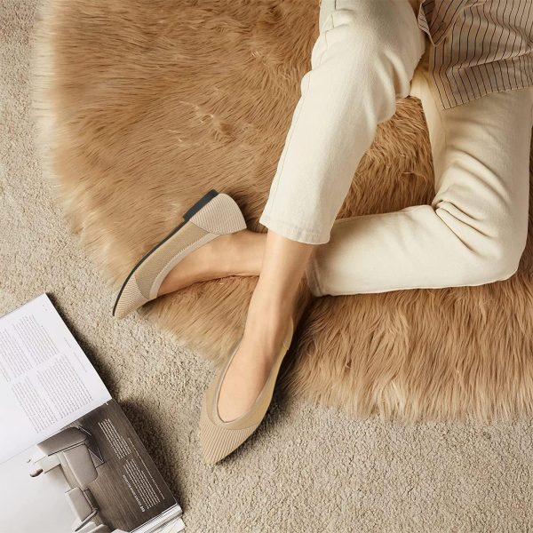 Women's Flats Shoes Pointed Toe Knit Ballet Comfortable Dressy Mesh Flat