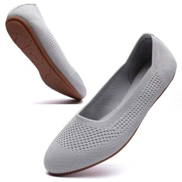 Women’s Ballet Flat Shoes Round Toe Knit Slip On Ballerina Walking Flats Dress Shoes for Women