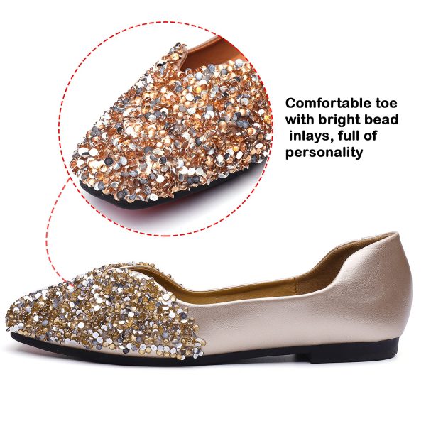 Flats Shoes Women Rhinestone Square Fashion Ballet Flats Wedding Flats for Women Comfortable Slip on Low Heel Dress Shoes