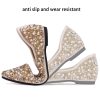Women's Rhinestone Flats Fashion Pointed Toe Pearl Diamond Low Heel Dress Wedding Flats Work Business Dance Ballet Flats