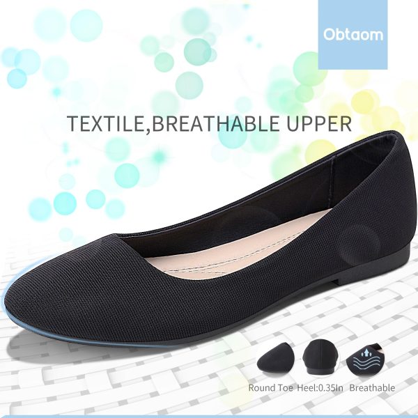 Round Toe Women Flat Shoes Slip on Girls Dress Black Ballet Flats