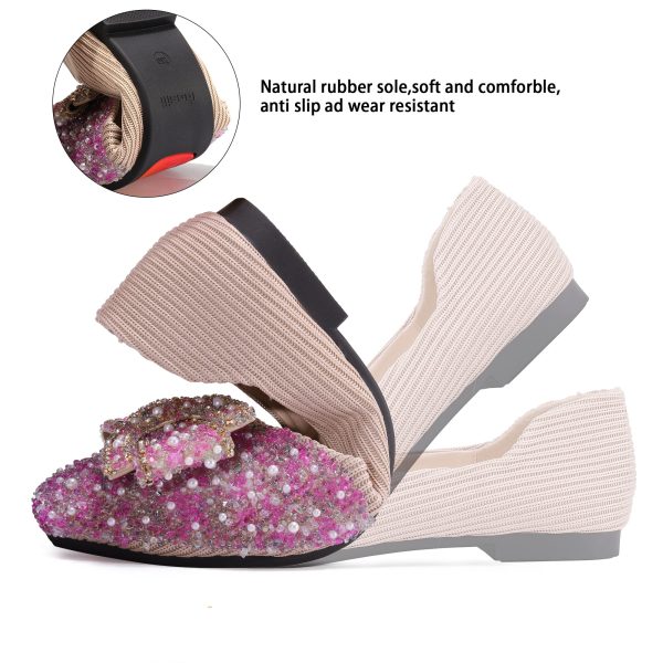 Women's Rhinestone Flats Pointed Toe Low Heel Wedding Shoes Comfortable Women Dress Shoes ﻿