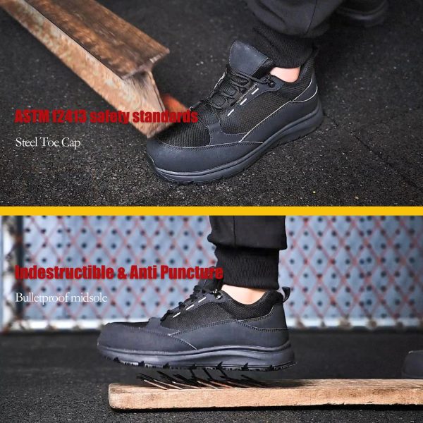 Waterproof Steel Toe Shoes for Men Comfy Lightweight Non Slip Safety Work Sneakers 6-Month Warranty