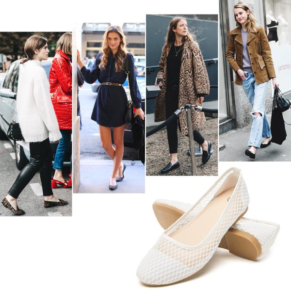 Women's Flats Shoes Ballet Flats Womens Knit Mesh Washable Dress Shoes Comfortable Slip on Loafers for Women Breathable Business