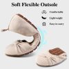 Womens Flats Shoes Dressy: Round Toe Bowknot Suede Foldable Comfortable Casual Slip On Ballet Loafers