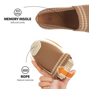 Womens Espadrilles Breathable Flats Shoes Mesh Slip on Loafers Soft White Flats
