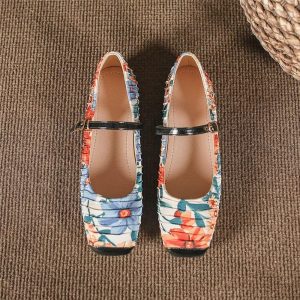 Mary Jane Square Toe Black Ballet Flats for Women - Comfortable Ankle Strap Casual Slip On Flats