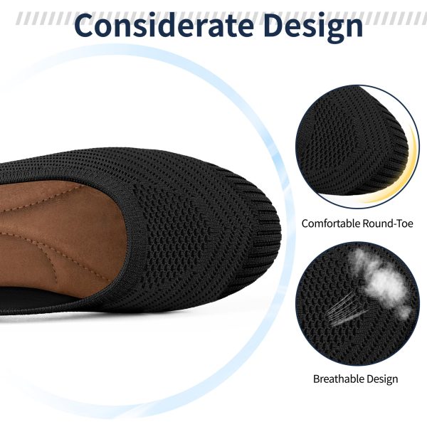 Flats for Women Ballets Shoes: Black 8 Comfortable Knitted Dressy Work Flats - Ladies Wedding Flat Casual Shoes