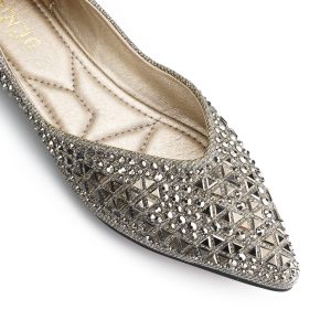 Flats Shoes Women Rhinestone Pointed Head Ballet Flats Comfortable Soft Memory Foam Insole Flat Shoes for Women Comfortable