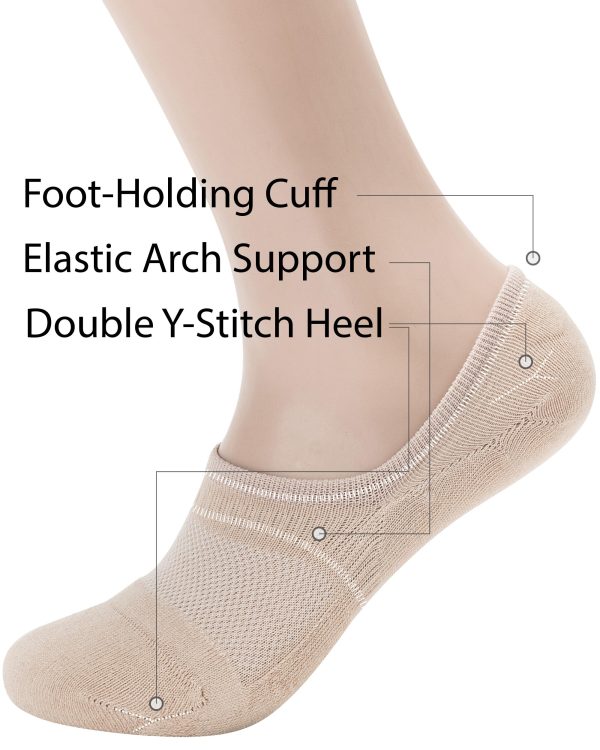 Seamless No Show Socks Wide Toe Box For Health Bunion Unisex Size S to L Cotton Cushion Footies