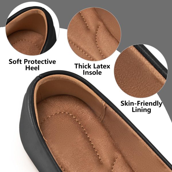 Flats for Women Ballets Shoes: Black 8 Dress Slip Comfortable Work Flats - Casual Ladies Wedding Walking Flat