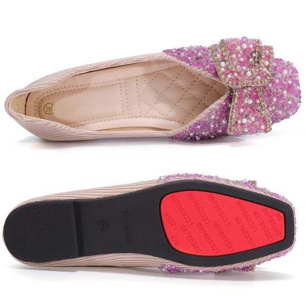 Women's Rhinestone Flats Pointed Toe Low Heel Wedding Shoes Comfortable Women Dress Shoes ﻿