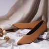 Flat Shoes for Women Classic Pointed Toe Slip On Ballet Shoes Knitted Texture Black Comfortable Dress Shoes