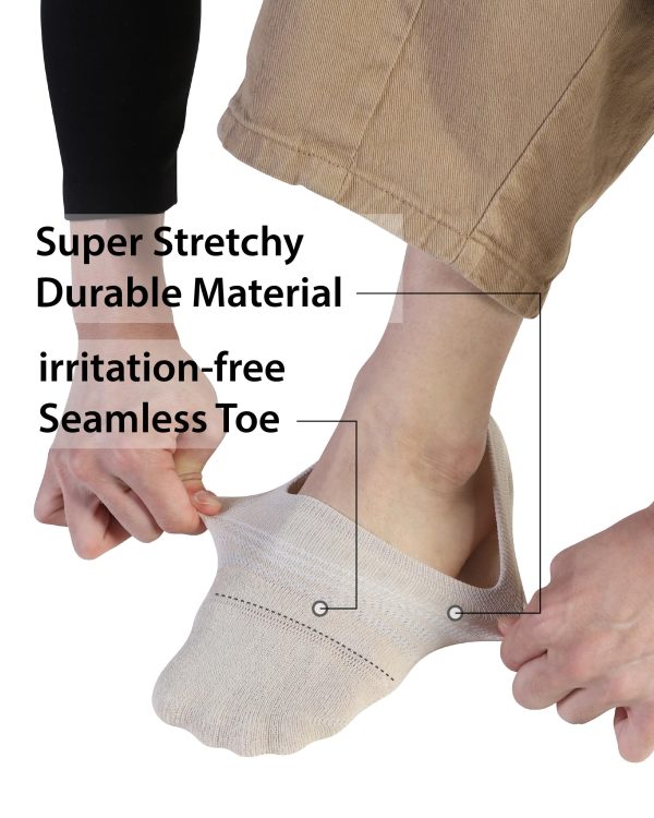 Seamless No Show Socks Wide Toe Box For Health Bunion Unisex Size S to L Cotton Cushion Footies