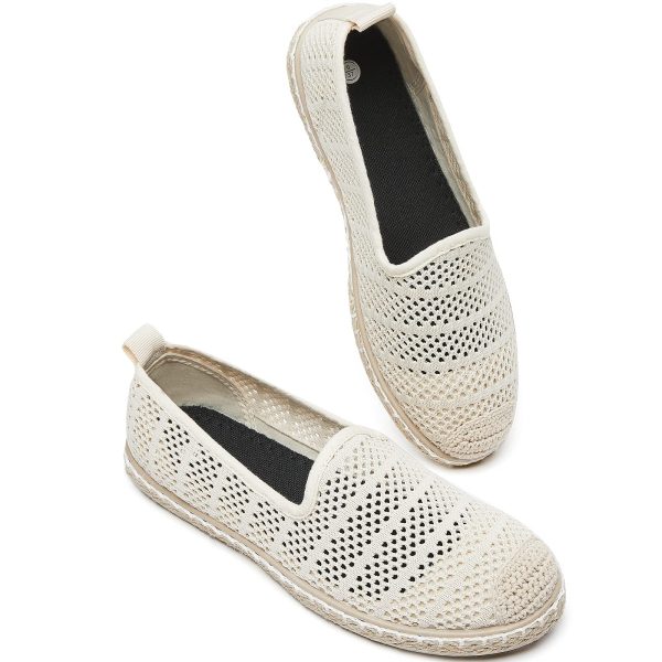 Women's Breathable Mesh Flats Shoes, Soft Loafers Flats, White Slip on Shoes Loafer