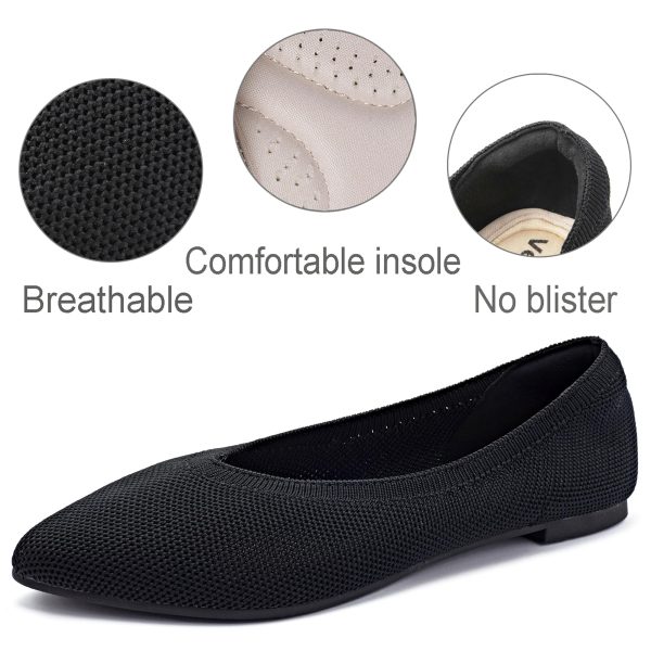 Women's Wide Width Flats Shoes, Comfortable Breathable Soft Ladies Slip on Knitted Ballet Shoes.