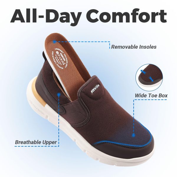 Men's Extra Wide Slip on Walking Shoes, Lightweight Non-Slip Breathable Casual Loafers for Standing All Day