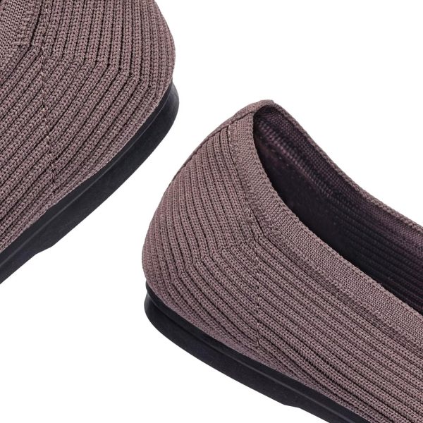Women's Ballet Flats Round Toe Walking Flats Slip On Work Shoes Knitted Flats Shoes for Woman Soft Lightweight