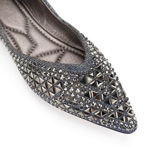 Flats Shoes Women Rhinestone Pointed Head Ballet Flats Comfortable Soft Memory Foam Insole Flat Shoes for Women Comfortable