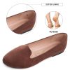 Women Round Toe Flats Comfortable Ballet Flat Shoes for Women Dressy Slip-ons Loafers Brown Size 8.5