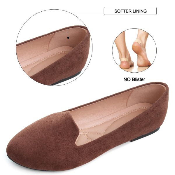 Women Round Toe Flats Comfortable Ballet Flat Shoes for Women Dressy Slip-ons Loafers Brown Size 8.5