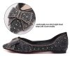 Women's Pointed Rhinestone Flat Shoes Glitter Flowers Wedding Comfortable Dress Shoes