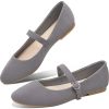 Mary Jane Flat Shoes Round Toe Ballet Flats for Women Dressy Fabric Business Flats Comfortable Classic Strap Flats for Office