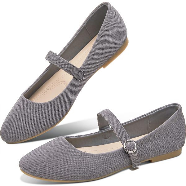 Mary Jane Flat Shoes Round Toe Ballet Flats for Women Dressy Fabric Business Flats Comfortable Classic Strap Flats for Office