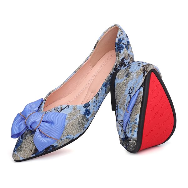 Women's Flats Shoes Pointed Toe Bow Embroidery Ballet Comfortable Dressy Slip On Flat